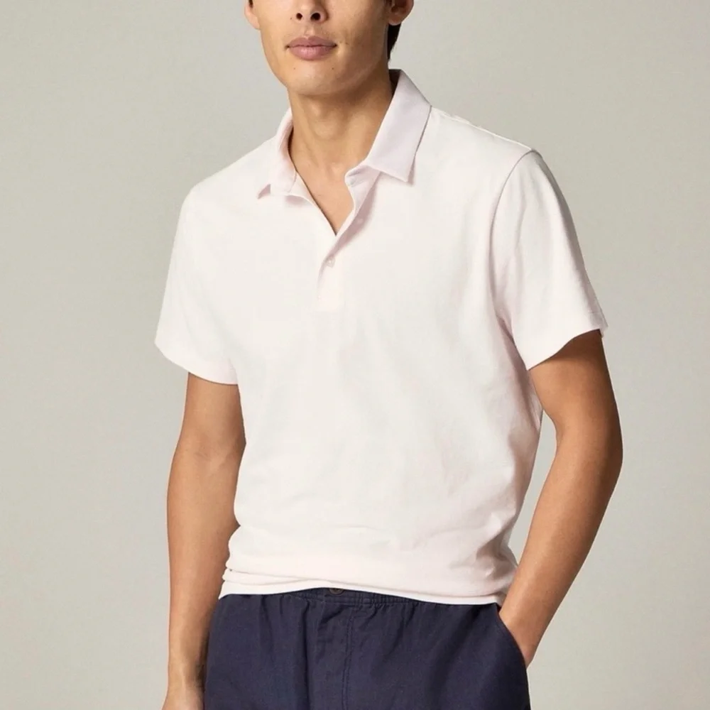 NWT J. Crew Sueded Cotton Polo Shirt Soft Pink